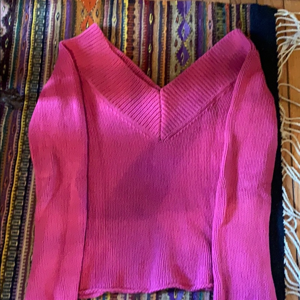 Mango V Neck Pink Sweater